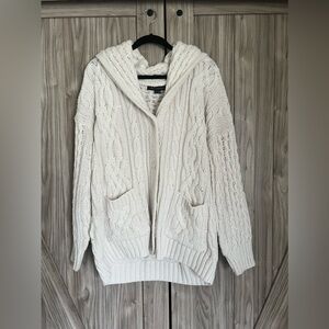 Skull Cashmere White Hooded Long Cardigan Sweater Women's Medium